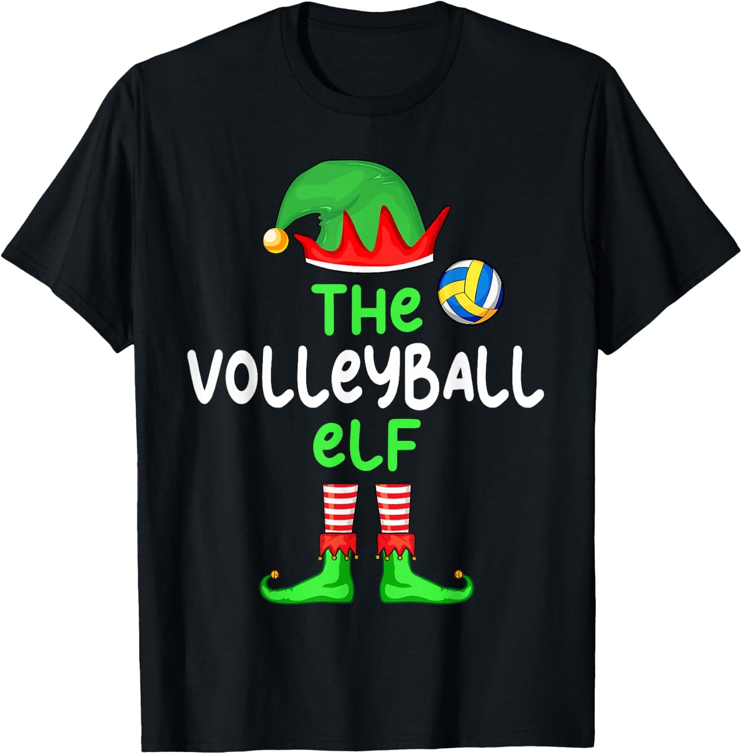 I'm The Volleyball Elf Christmas Family Matching Pajama T-Shirt - T-Shirt | Black