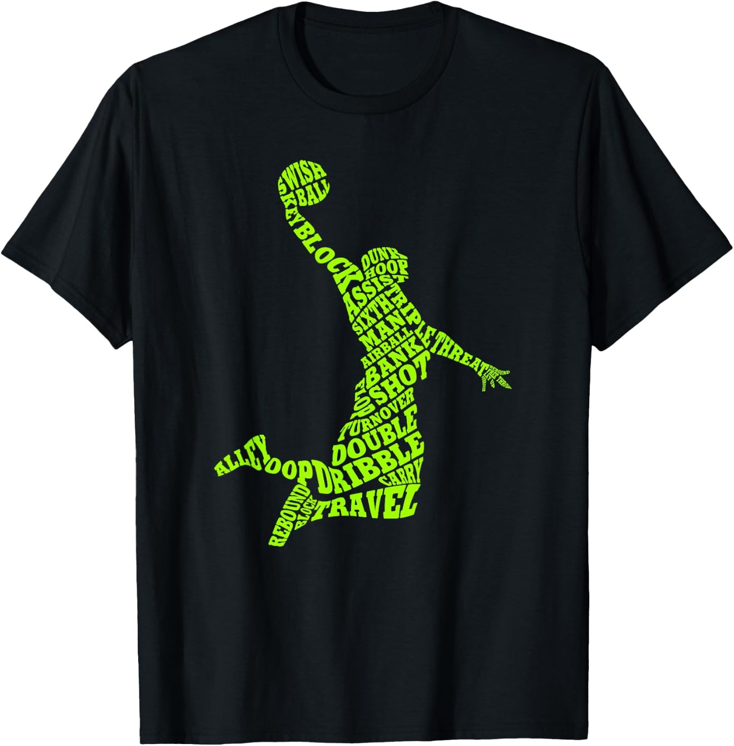 Basketball Player Typography Word Art T-Shirt - T-Shirt | Black