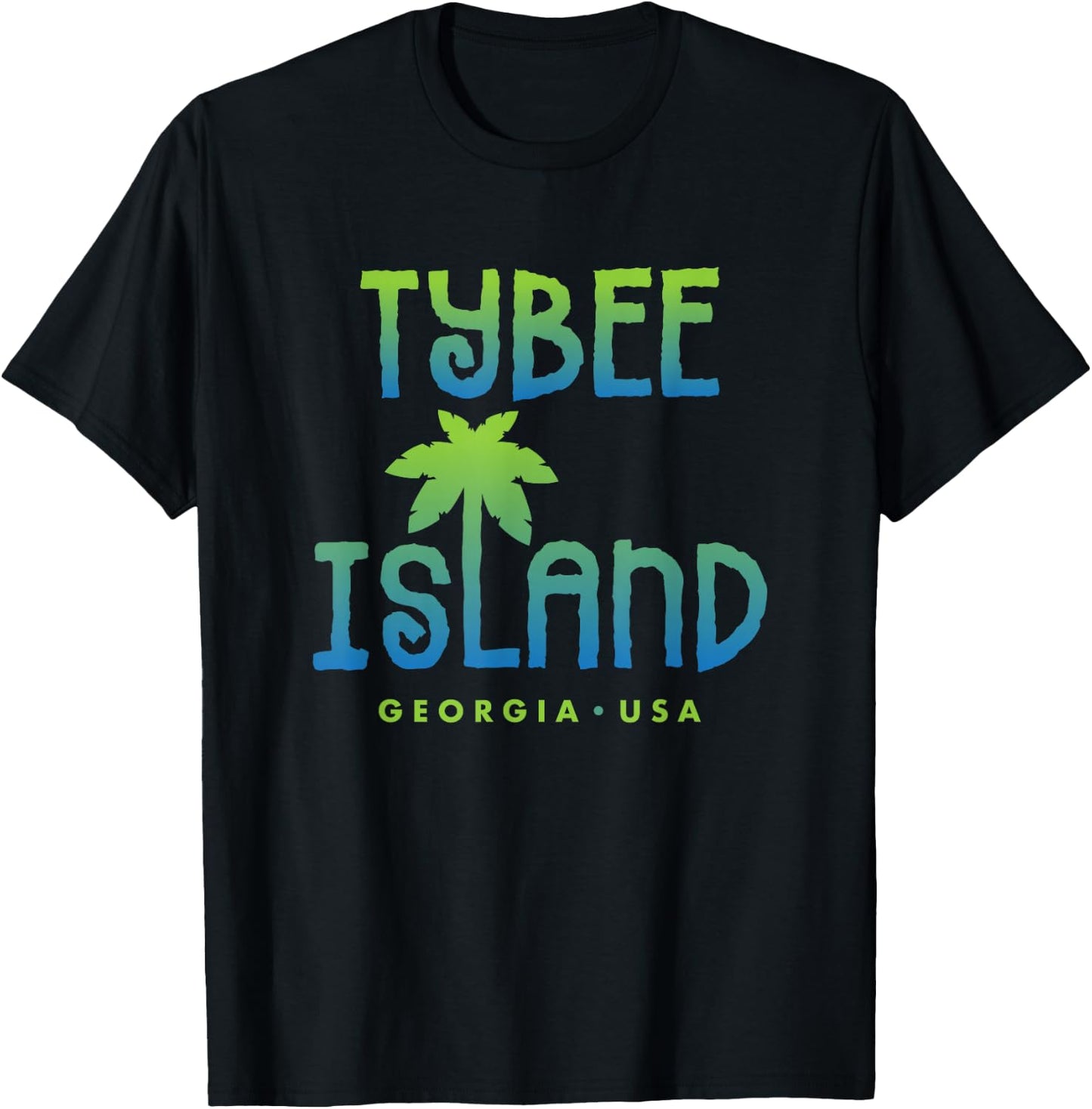 Tybee Island Georgia Typographic Design T-Shirt - T-Shirt | Black