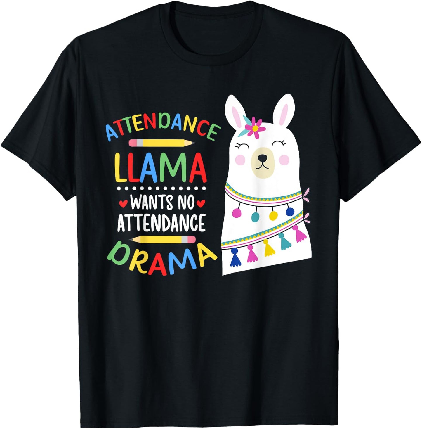 Attendance Llama Attendance Clerk School Attendance Clerk T-Shirt - T-Shirt | Black