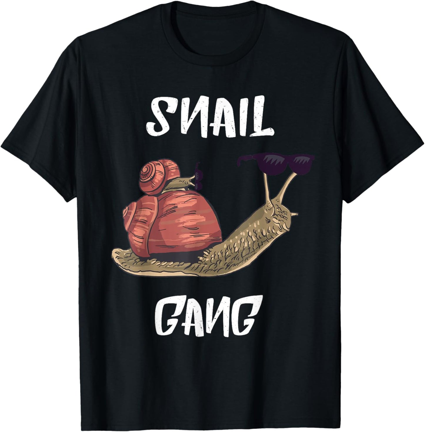 Snail Gang Sunglass Mollusk Snail Shell Snails Lover Snail T-Shirt - T-Shirt | Black