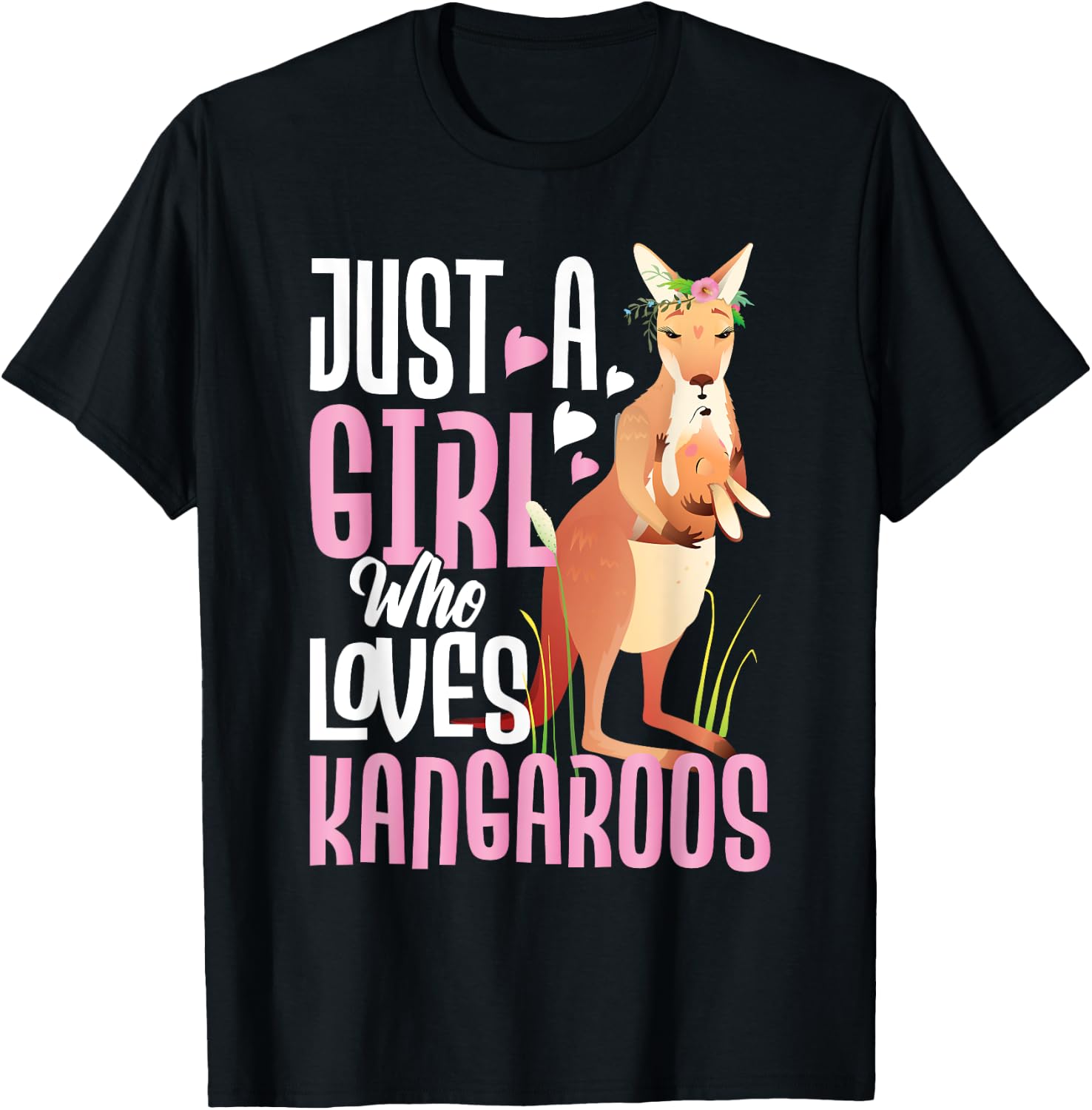 Just A Girl Who Loves Kangaroos - Australian Animal Lover T-Shirt - T-Shirt | Black