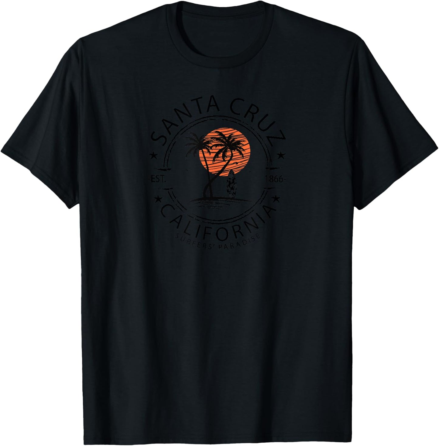 Retro Santa Cruz California Beach T-Shirt - T-Shirt | Black