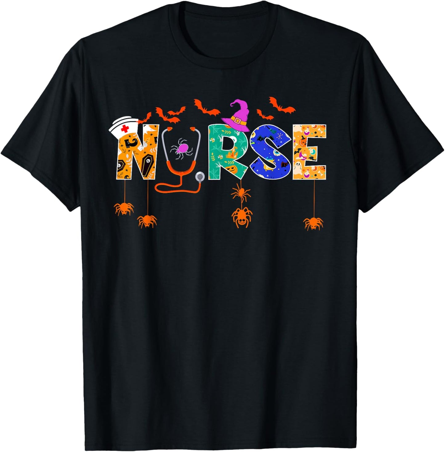 Nurse Halloween Gifts Spooky Nursing Halloween T-Shirt - T-Shirt | Black