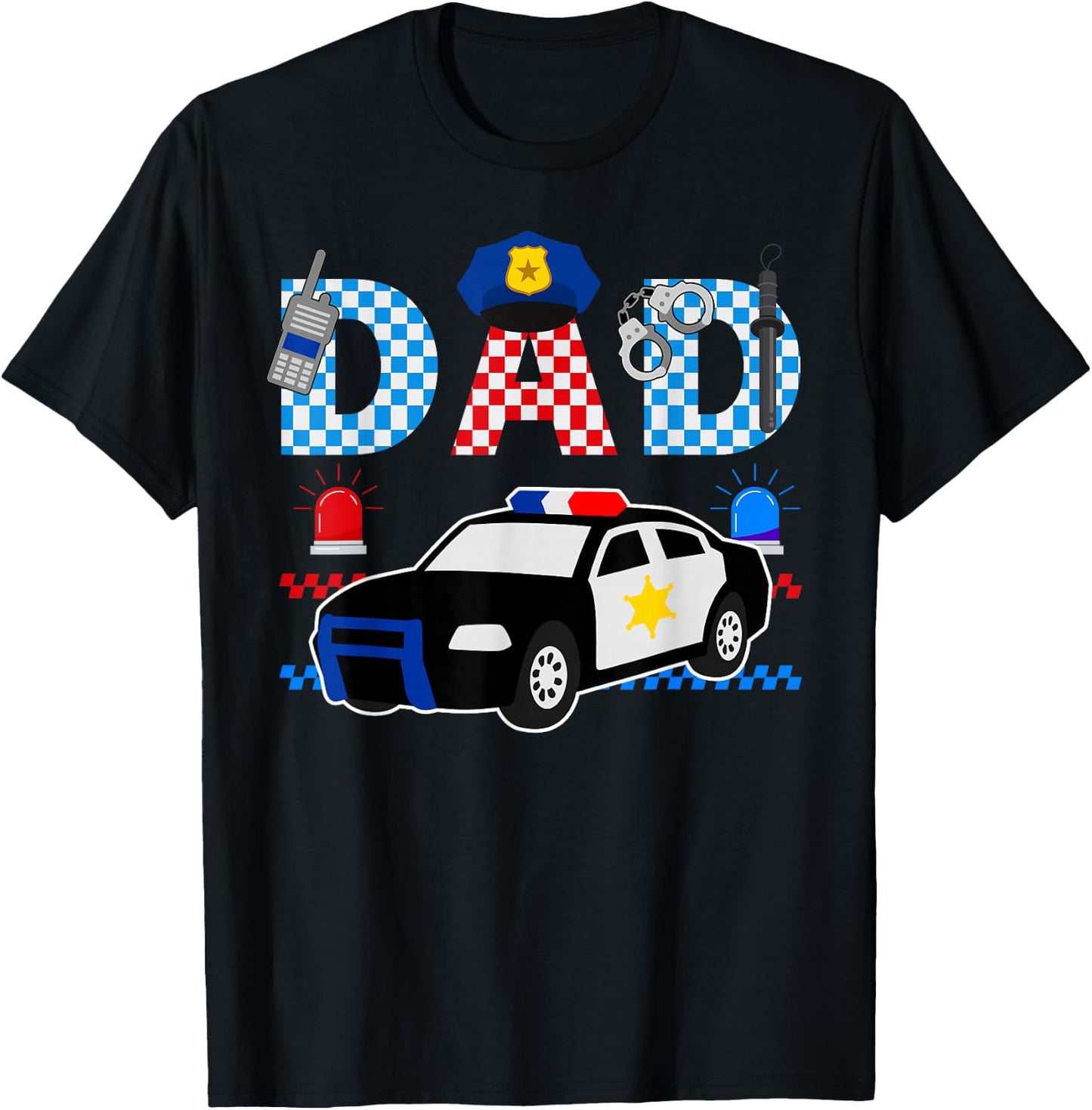 Cop Dad Police Themed Kids Birthday Officer Party Matching T-Shirt - T-Shirt | Black