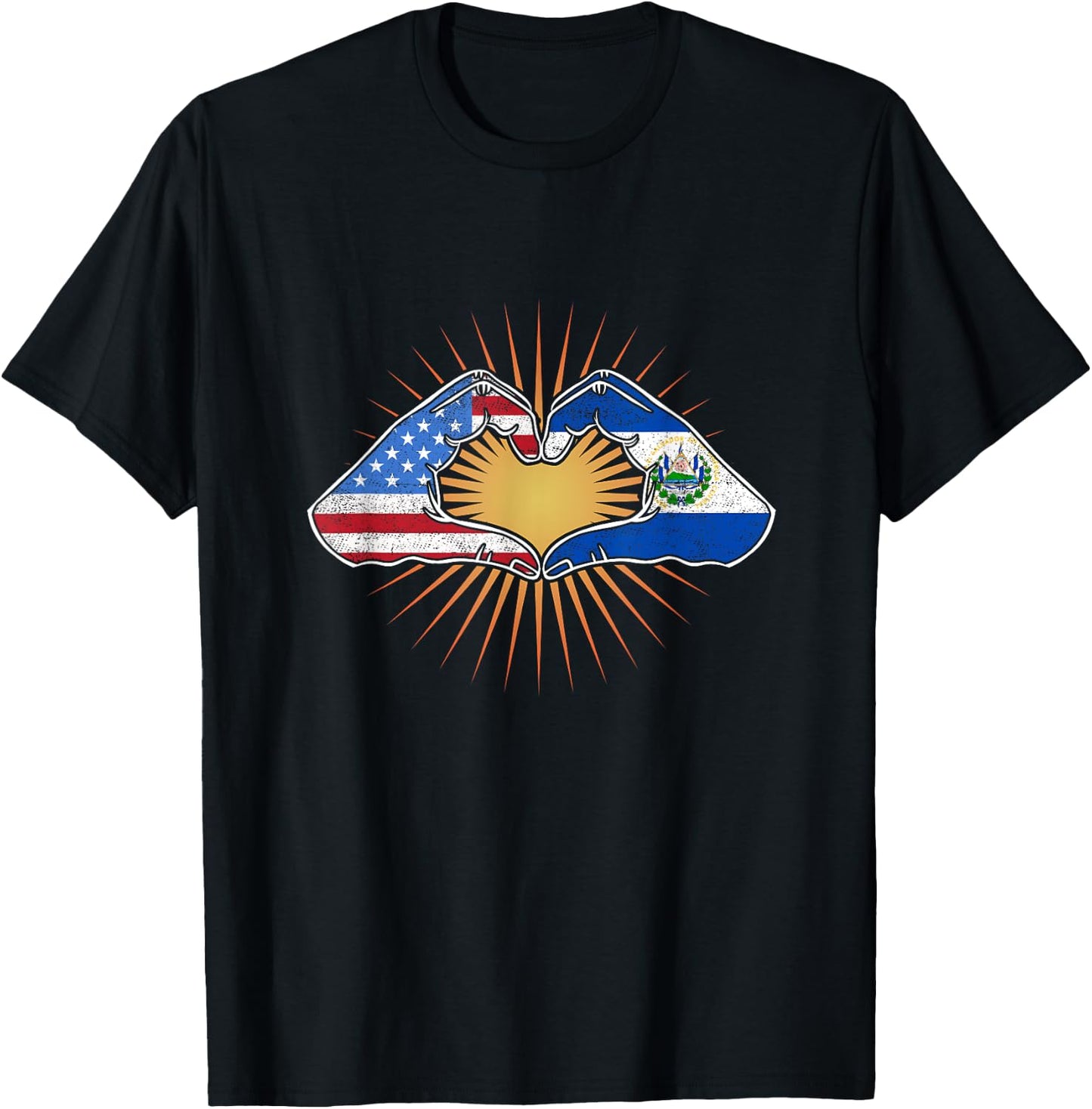 Heart Hands USA and El Salvador T-Shirt - T-Shirt | Black