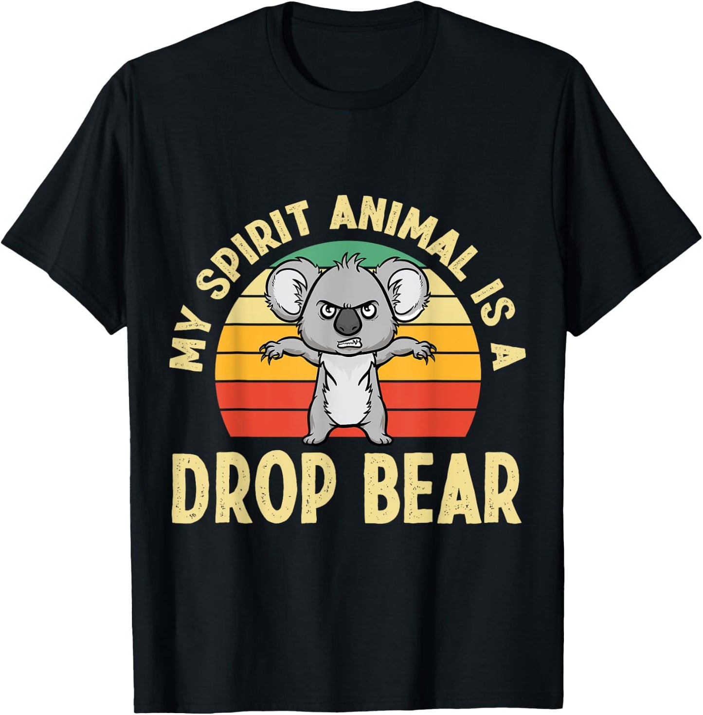 Australian Feral Koala, Spirit Animal Drop Bear T-Shirt - T-Shirt | Black
