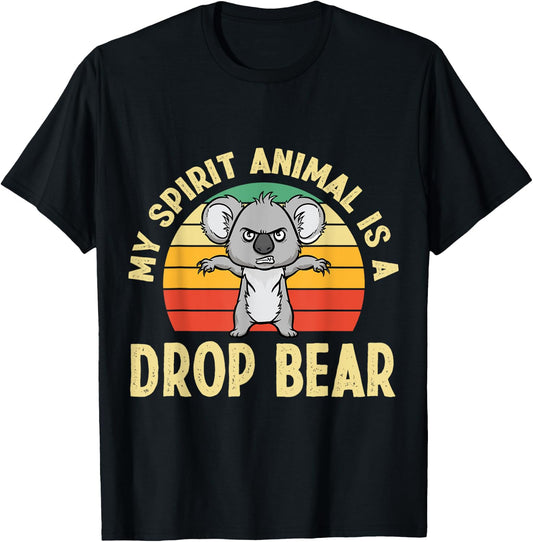 Australian Feral Koala, Spirit Animal Drop Bear T-Shirt - T-Shirt | Black