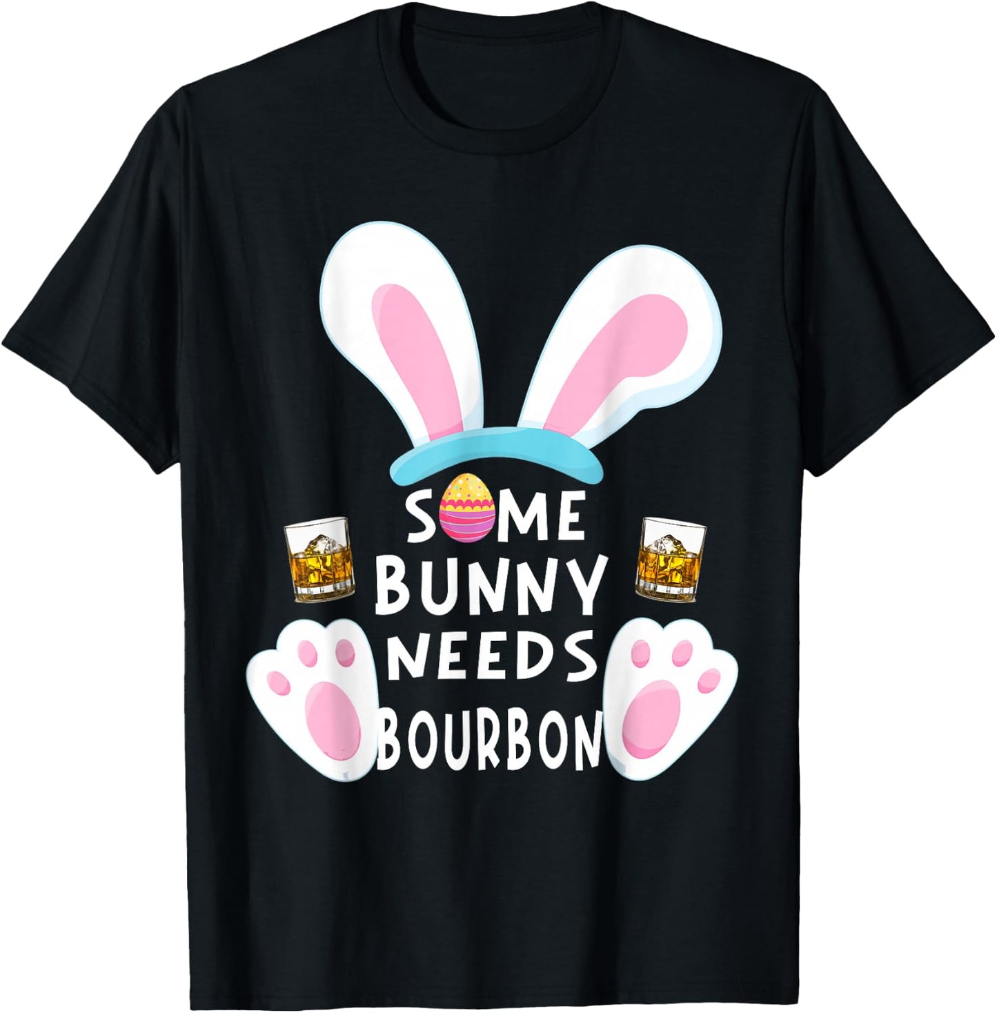 Some Bunny Needs Bourbon Wine Women Rabbit Funny Easter Day T-Shirt - T-Shirt | Black
