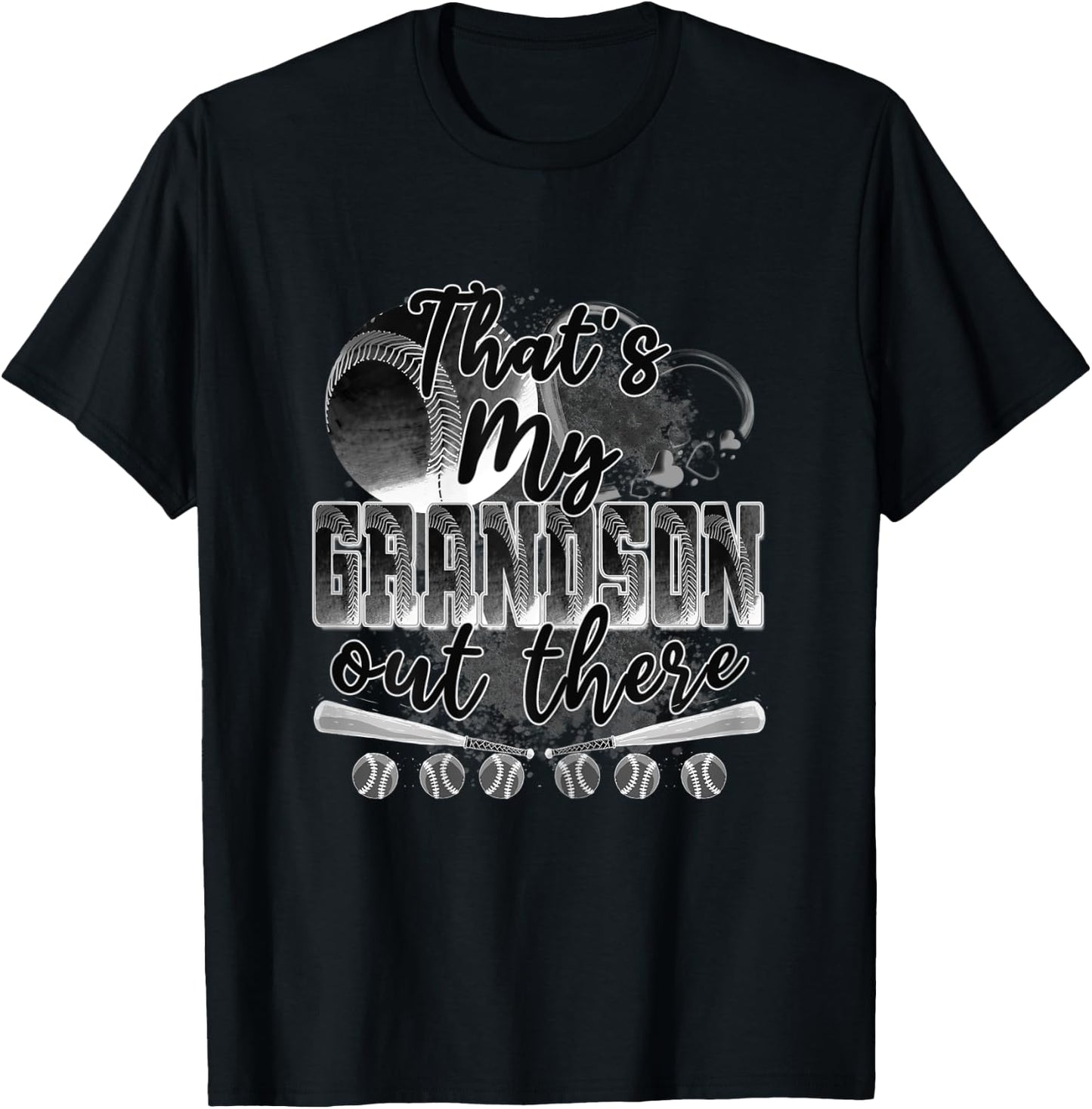 That's My Grandson Out There Gifts Women Baseball Grandma T-Shirt - T-Shirt | Black