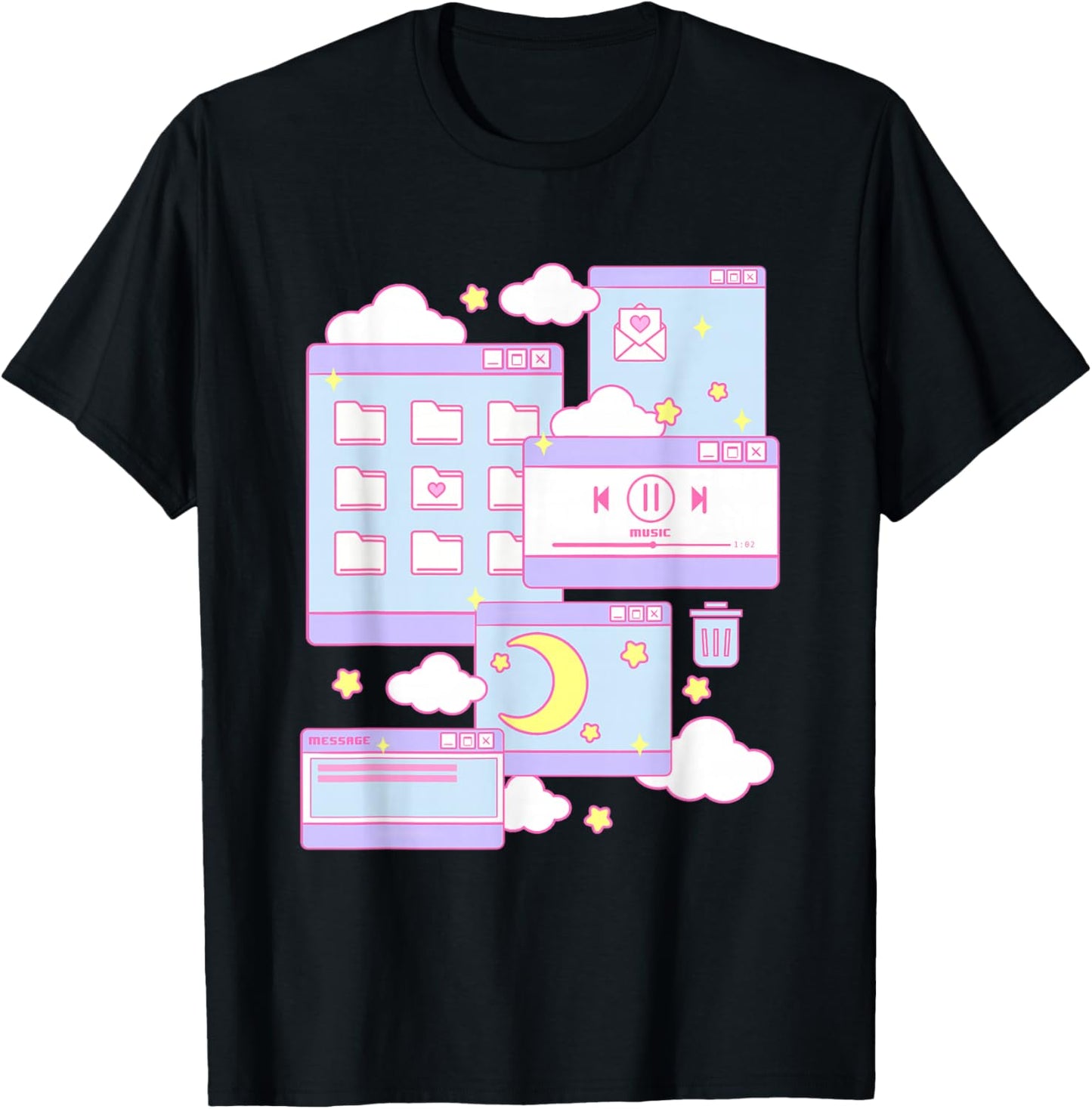 90s Grunge Kawaii E-Girl Browser Pastel T-Shirt - T-Shirt | Black