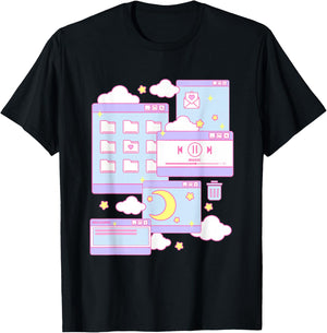 90s Grunge Kawaii E-Girl Browser Pastel T-Shirt - T-Shirt | Black