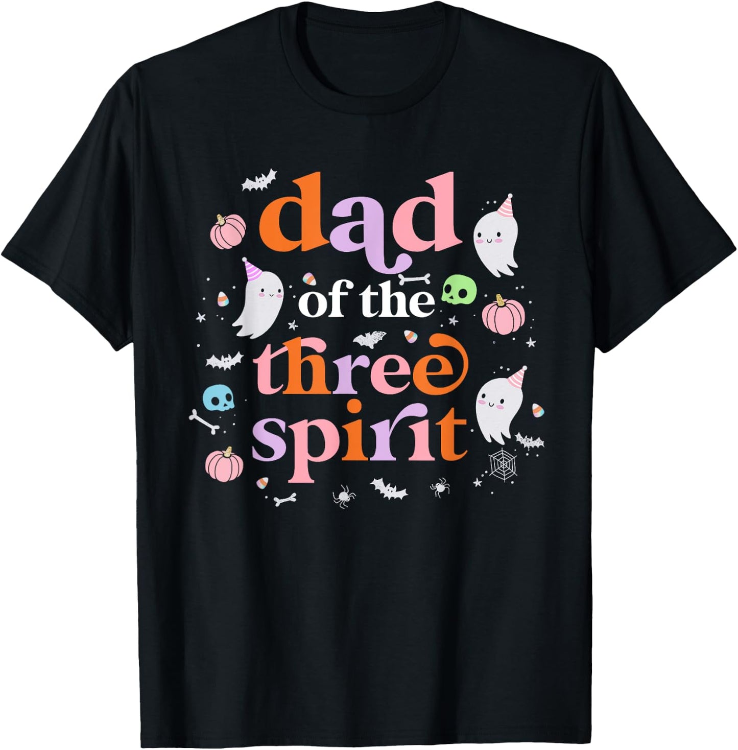 Dad of The Three Spirit Halloween 3rd Bday Boy Ghost T-Shirt - T-Shirt | Black