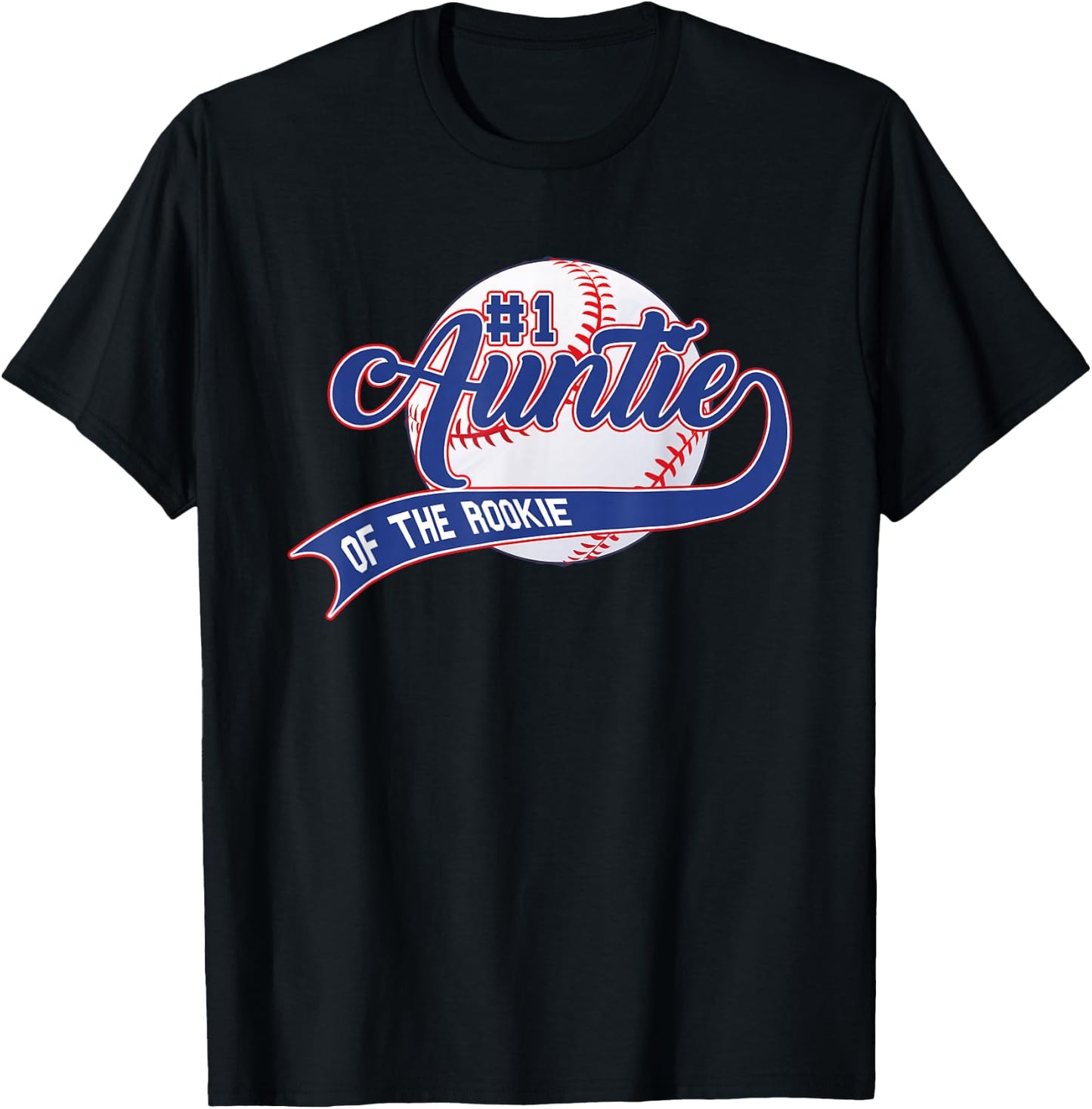 Auntie Of The Rookie 1st Birthday Baseball Family Rookie T-Shirt - T-Shirt | Black