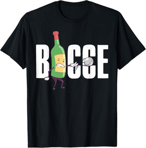 Bocce Wine Bottle Bocce Ball with Jack Bocci Game Bocce T-Shirt - T-Shirt | Black