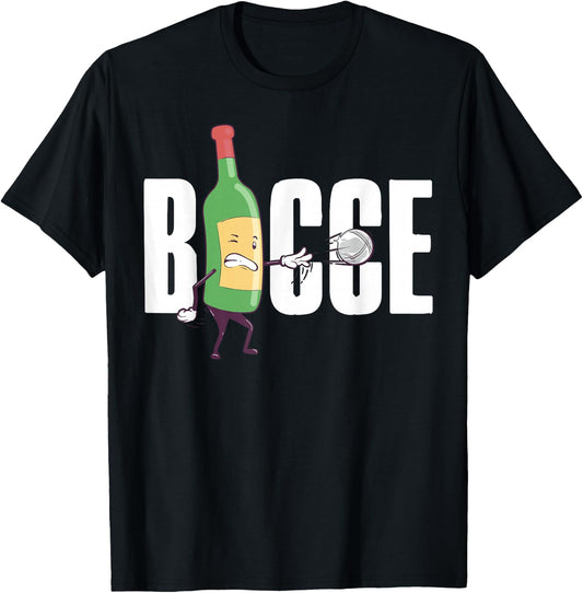 Bocce Wine Bottle Bocce Ball with Jack Bocci Game Bocce T-Shirt - T-Shirt | Black