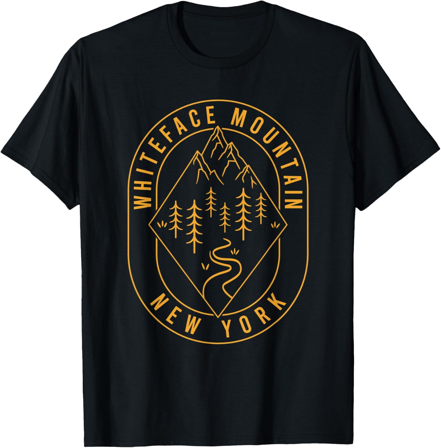 Whiteface Mountain Mountains New York Hiking Outdoors T-Shirt - T-Shirt | Black