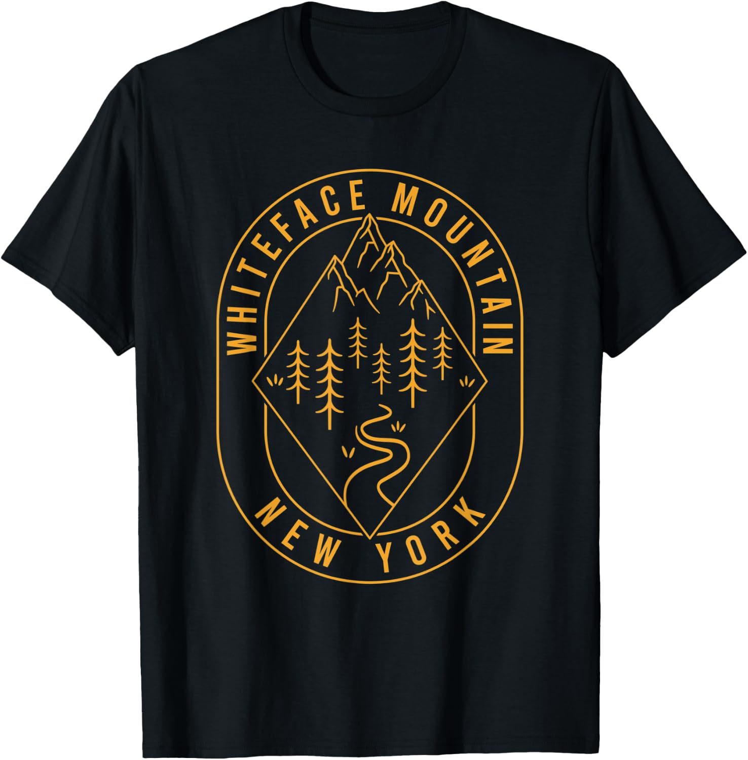Whiteface Mountain Mountains New York Hiking Outdoors T-Shirt - T-Shirt | Black