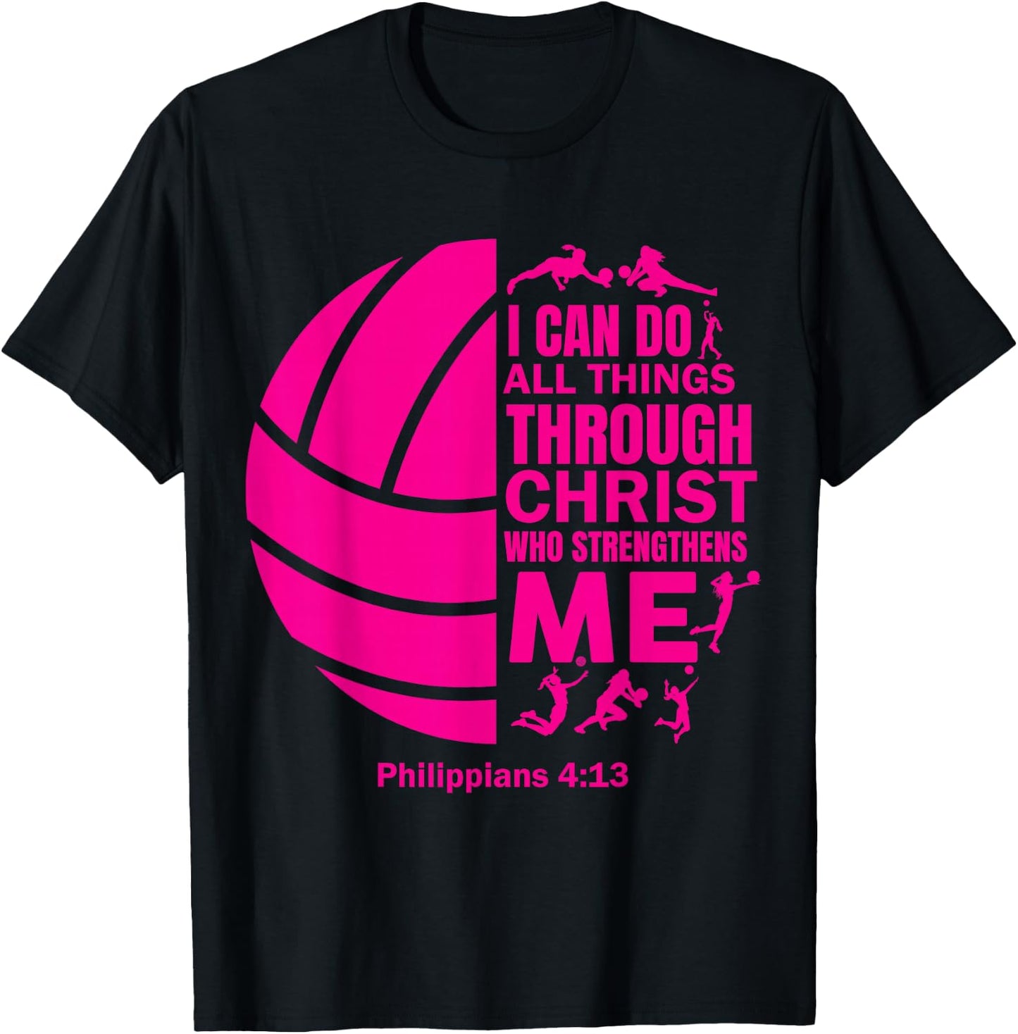 Women Volleyball-Shirt for Teen Girls Funny Christian Christ T-Shirt - T-Shirt | Black