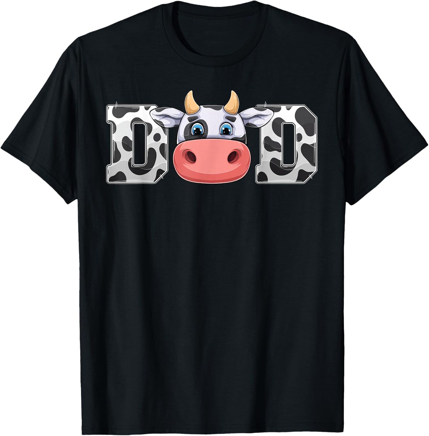 Dad Cow Print Cowboy Animal Pattern Farmer Cow Father Dad T-Shirt - T-Shirt | Black