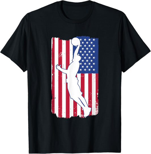 Basketball Player Basketball USA Team Coach American Flag T-Shirt - T-Shirt | Black
