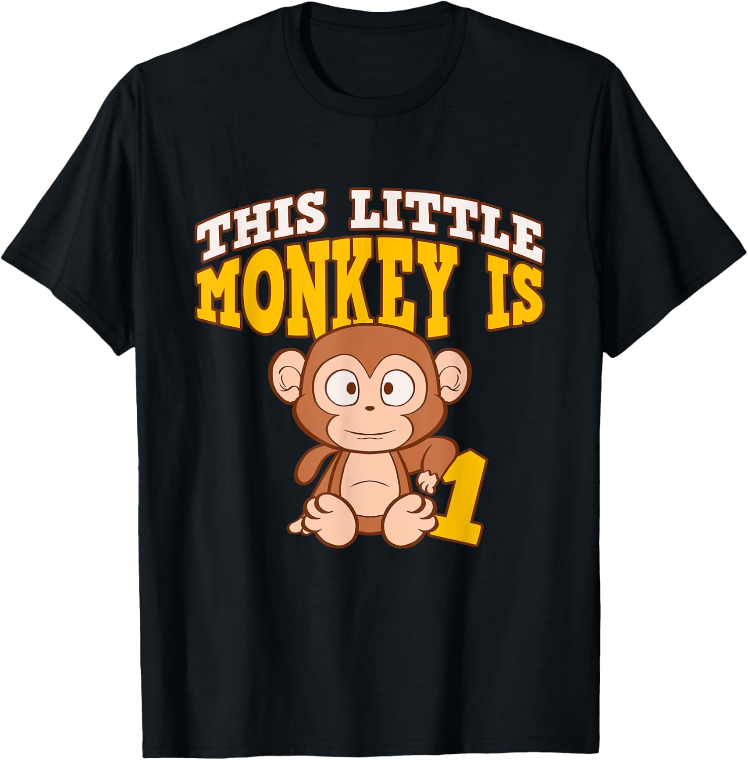 This Little Monkey Is 1 1st Birthday Party Bday Celebrant T-Shirt - T-Shirt | Black