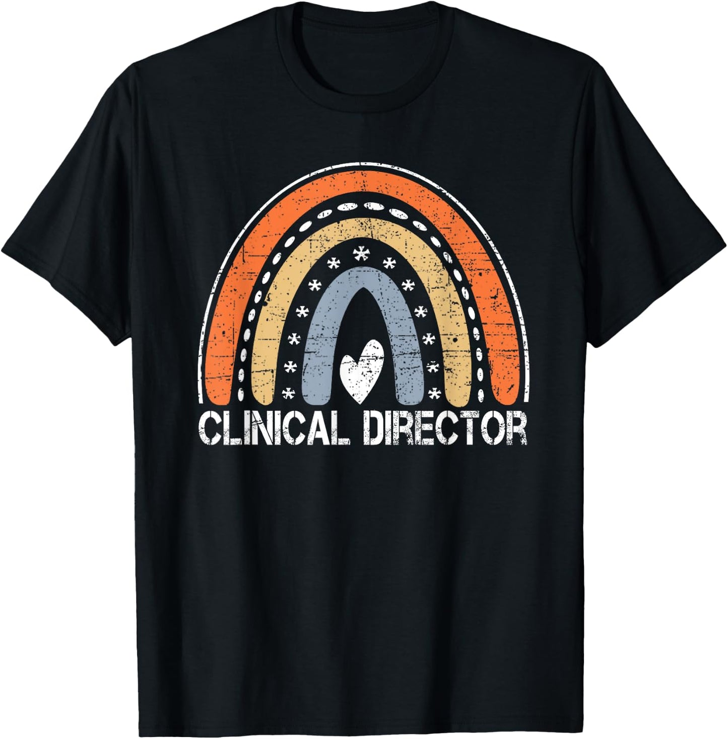 Funny Job Title Worker Vintage Rainbow Clinical Director T-Shirt - T-Shirt | Black