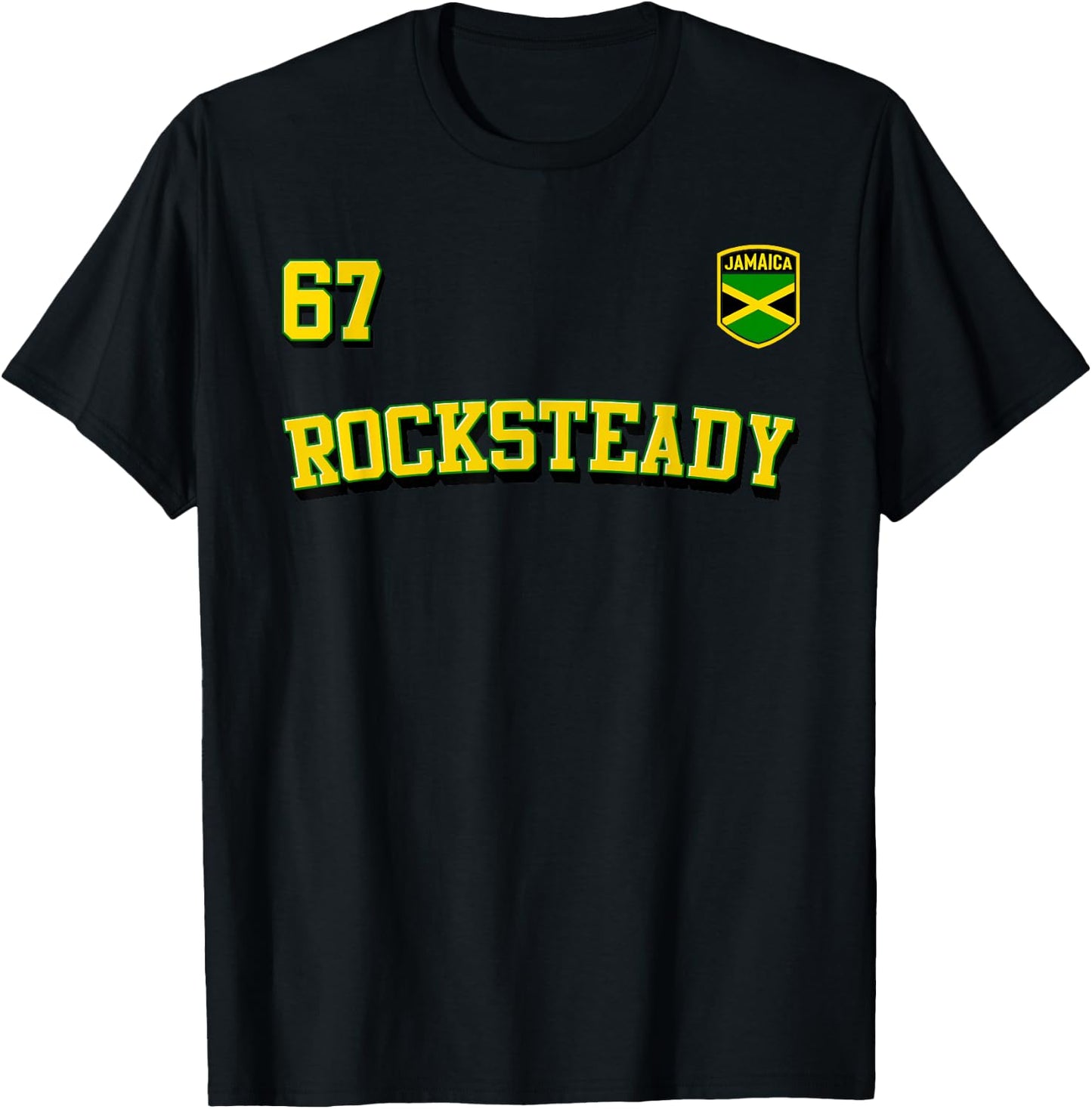 ROCKSTEADY 1967 Vintage Ska Reggae Music Jamaica Flag Jersey T-Shirt - T-Shirt | Black