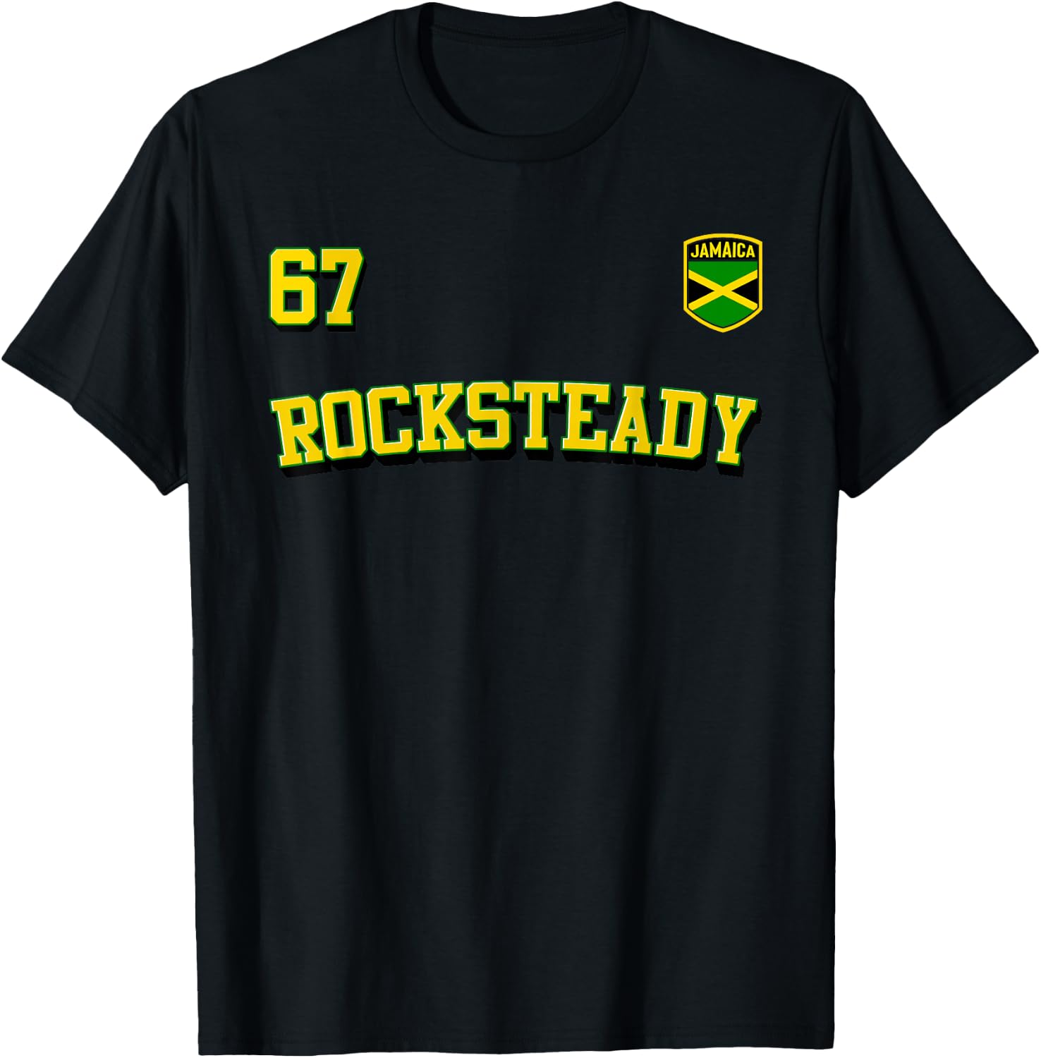ROCKSTEADY 1967 Vintage Ska Reggae Music Jamaica Flag Jersey T-Shirt - T-Shirt | Black