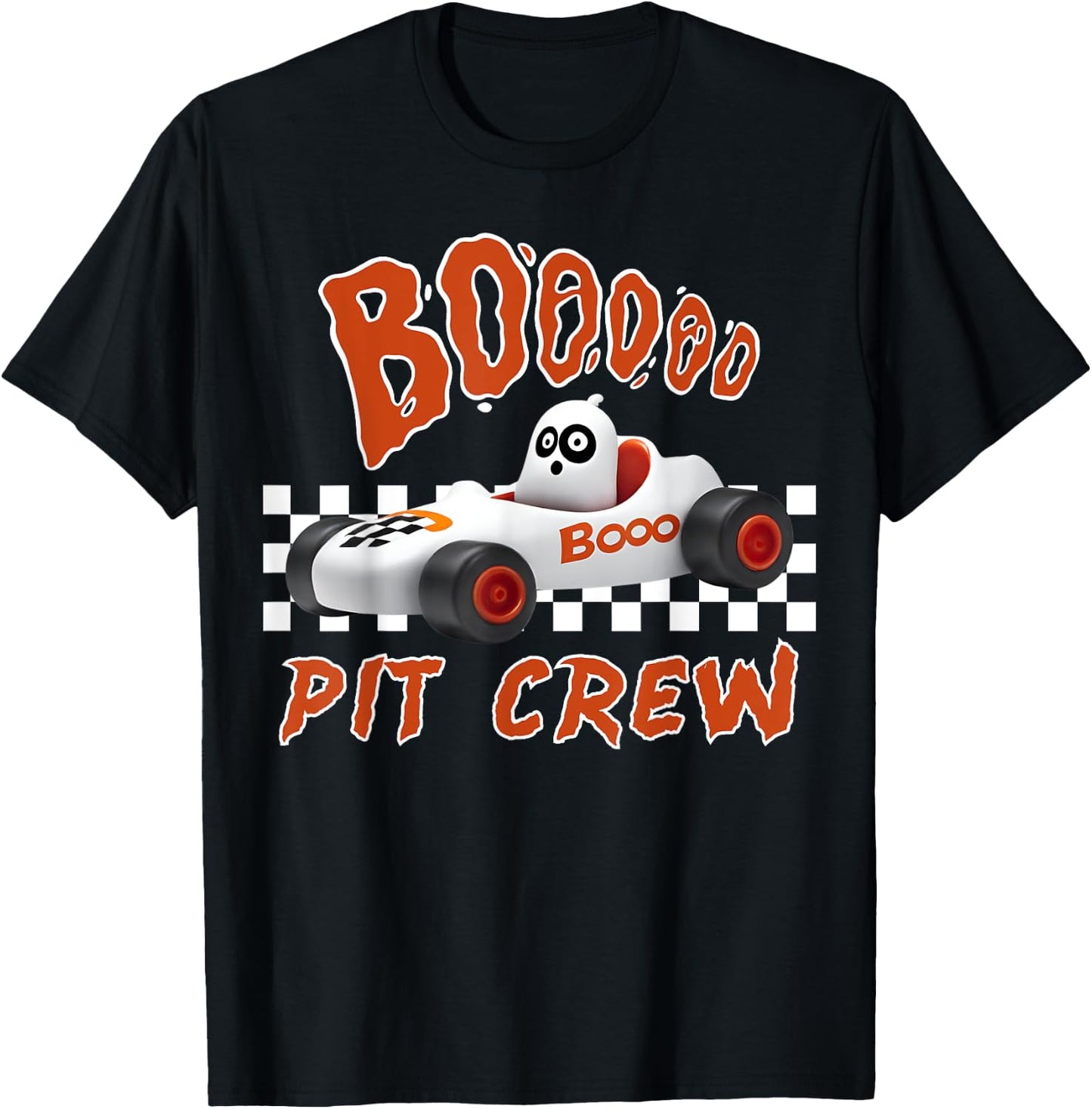 Boo Ghost Pit Crew Racing Halloween Matching Race Car Party T-Shirt - T-Shirt | Black