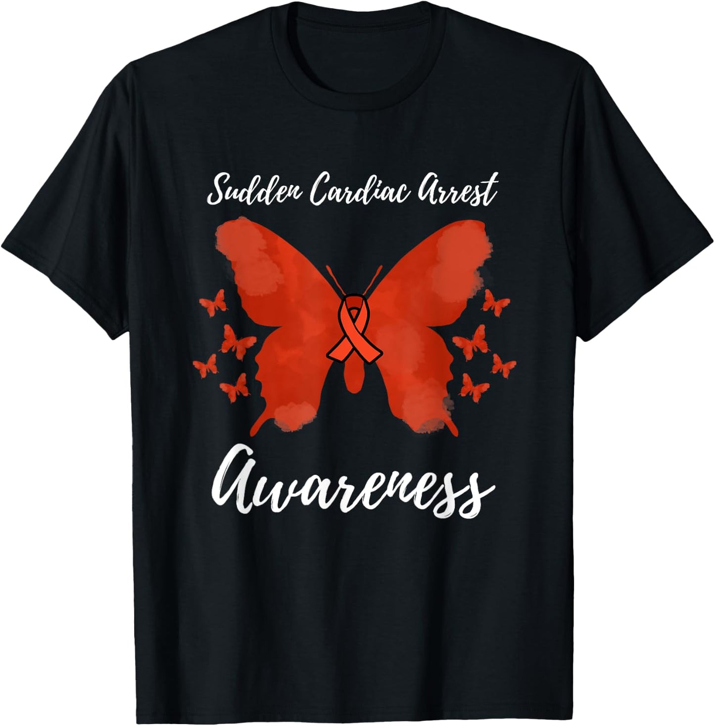 Red Ribbon SCA Sudden Cardiac Arrest Awareness T-Shirt - T-Shirt | Black