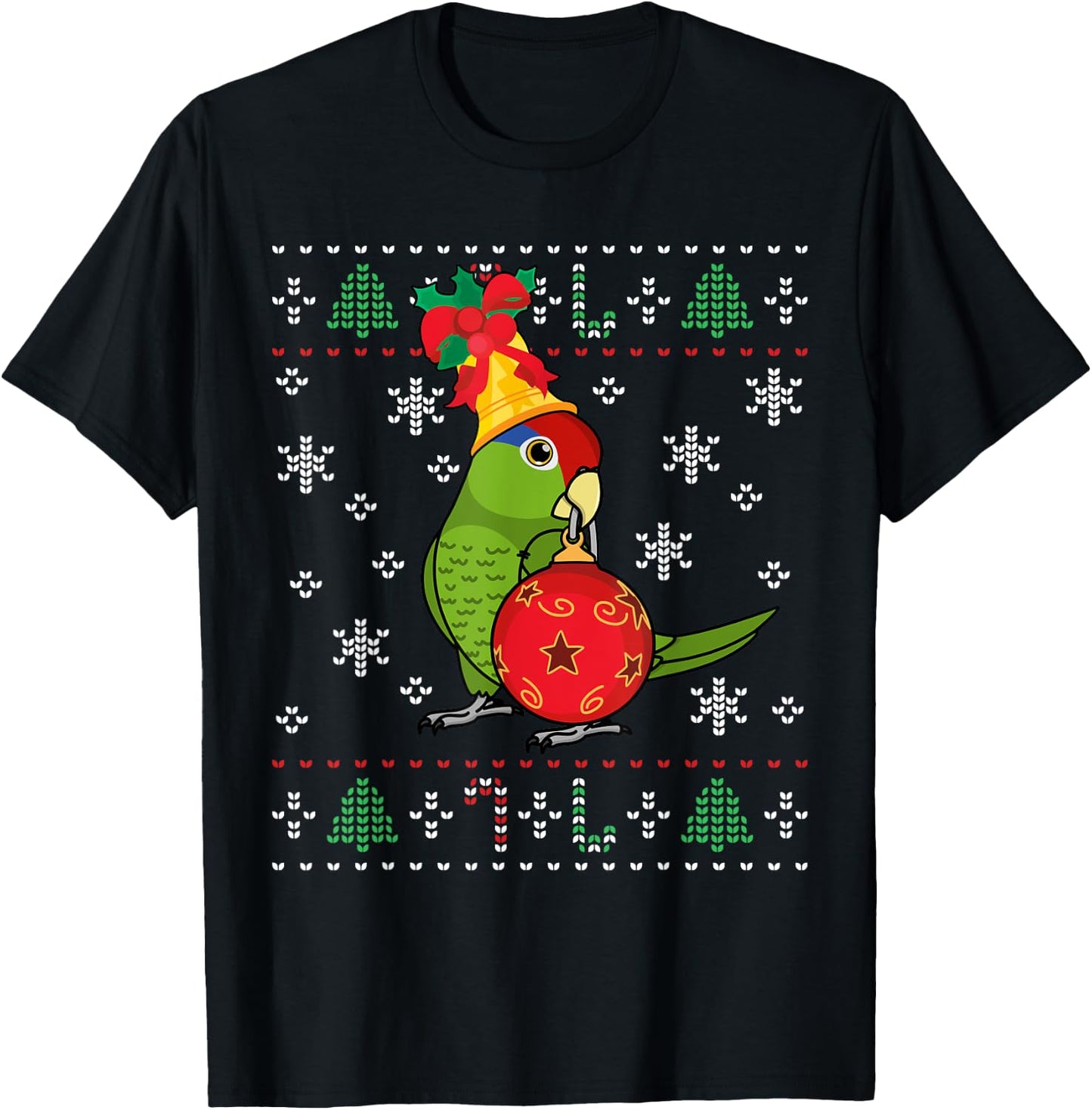 Mexican Red-headed Amazon Parrot I Ugly Christmas T-Shirt - T-Shirt | Black