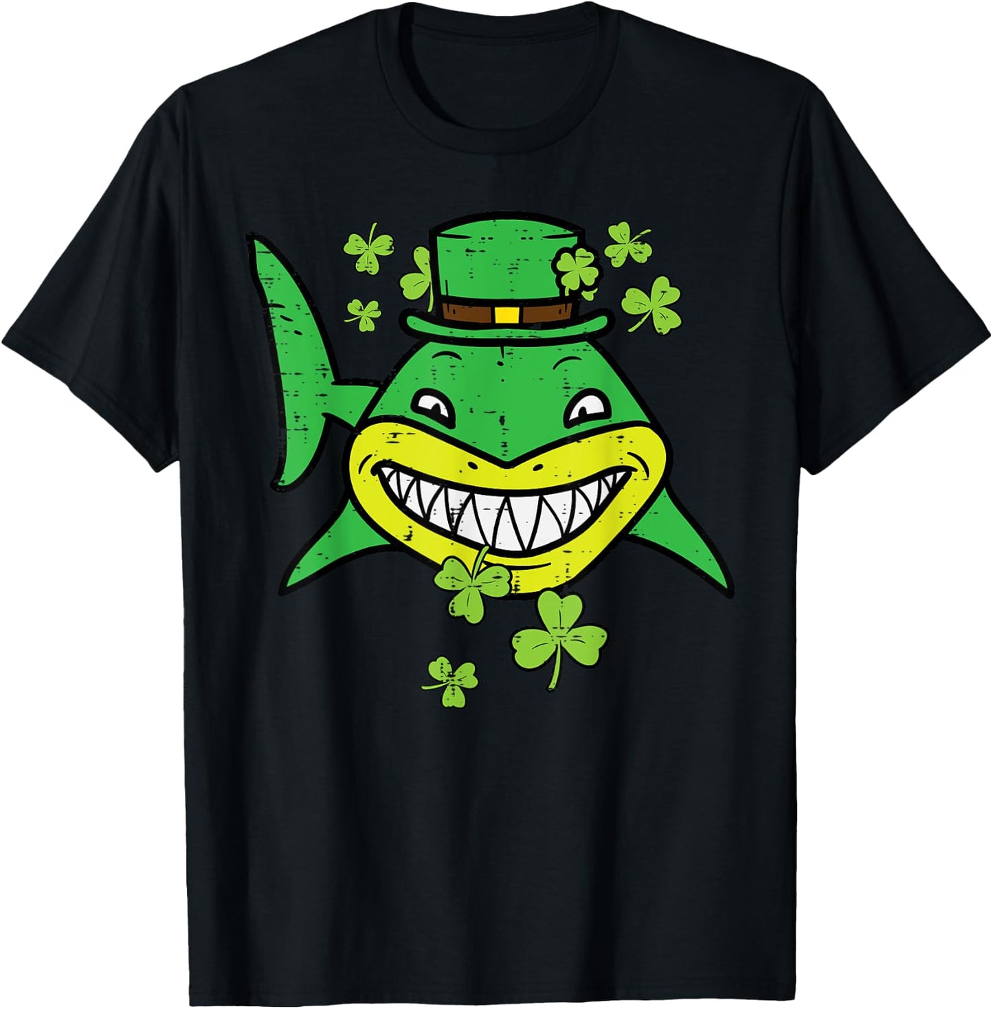 St Patricks Day Shark Saint Paddys Pattys Irish Men Boys Kid T-Shirt - T-Shirt | Black