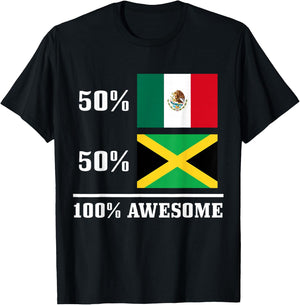 Mexico Jamaica Mexican Jamaican Flag Pride Funny T-Shirt - T-Shirt | Black