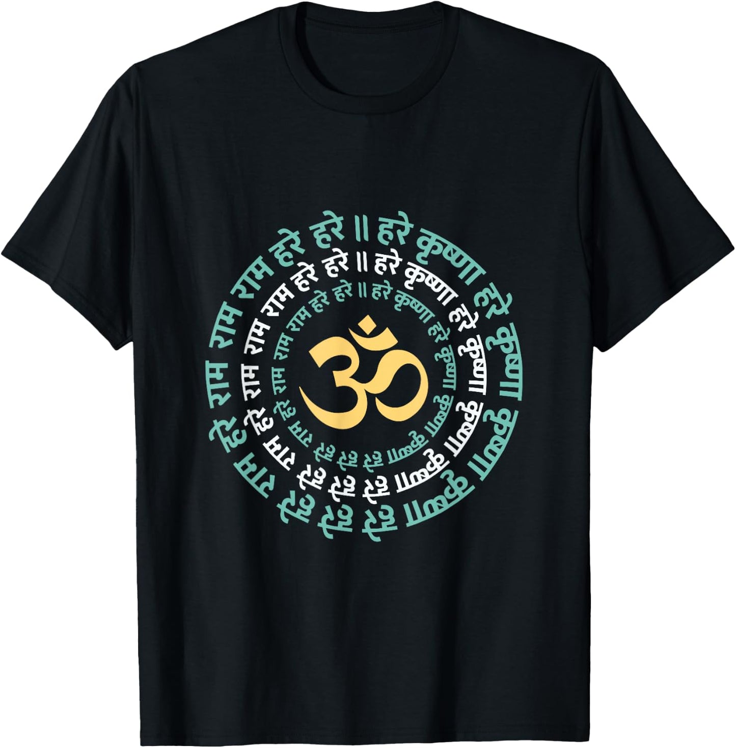 Hare Krishna Aum Om Mantra Symbol Chanting Hinduism T-Shirt - T-Shirt | Black