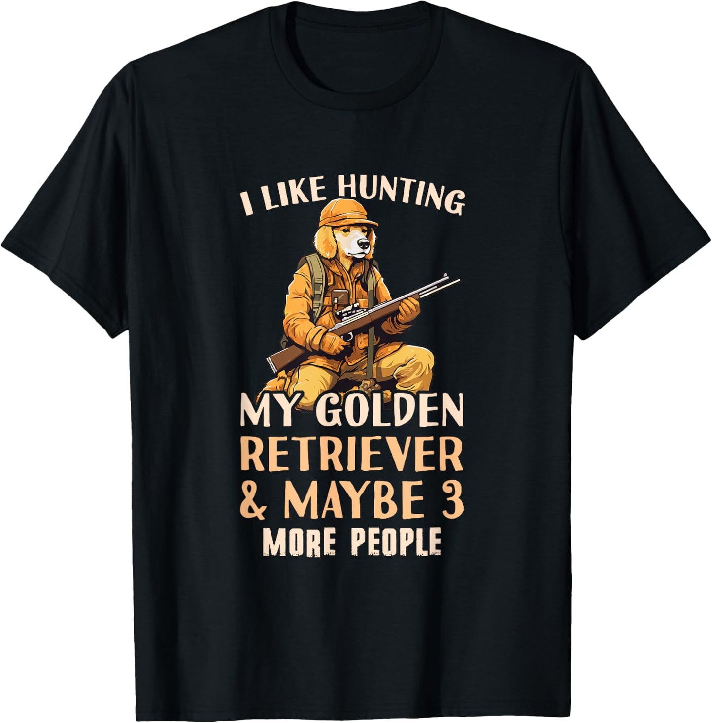 Golden Retriever Hunter Outfit & Golden Retriever Hunting T-Shirt - T-Shirt | Black