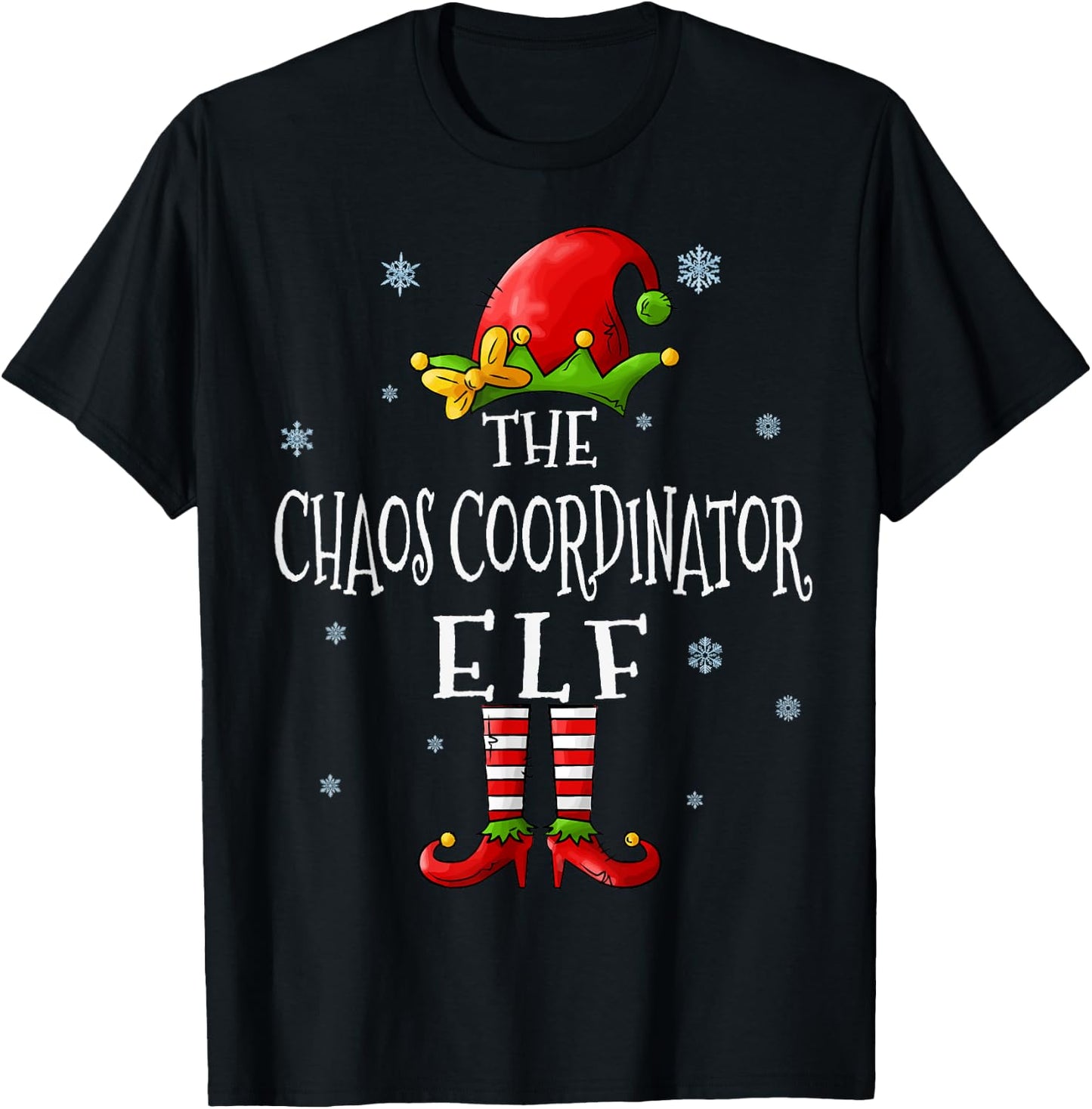 The Chaos Coordinator Elf Squad Funny Matching Christmas T-Shirt - T-Shirt | Black