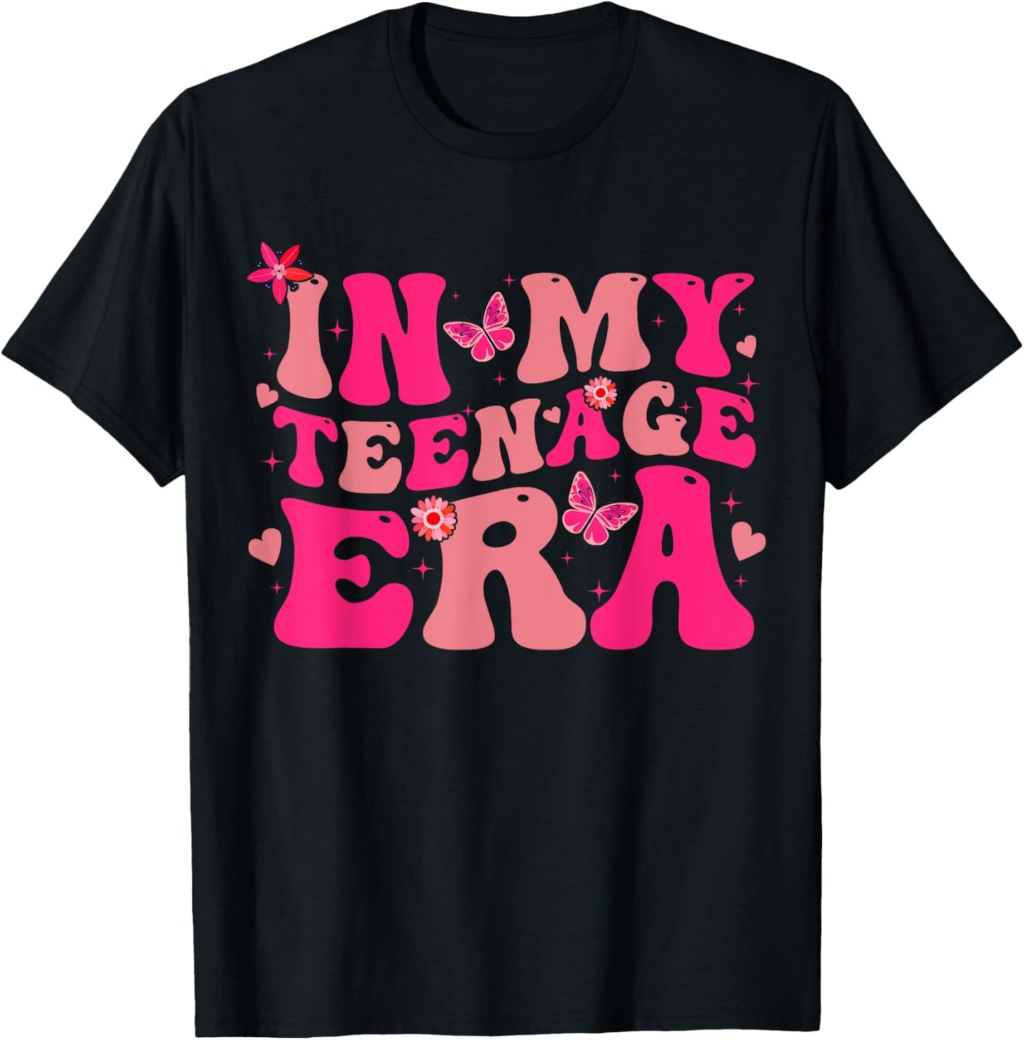In My Teenage Era Retro Groovy 13 to 19 years Teenager T-Shirt - T-Shirt | Black