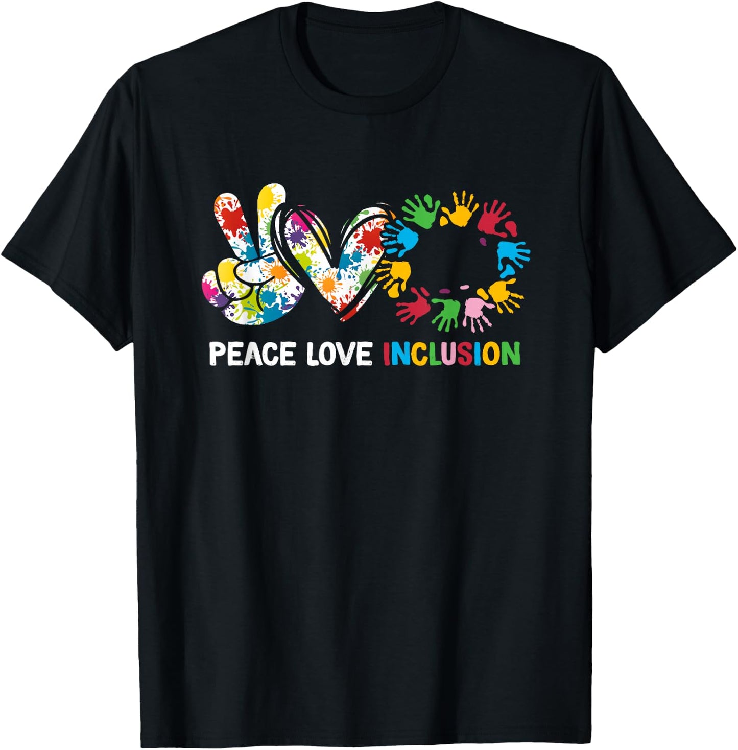 Peace Love Inclusion Sped Squad Special-Ed Teacher Daycare T-Shirt - T-Shirt | Black