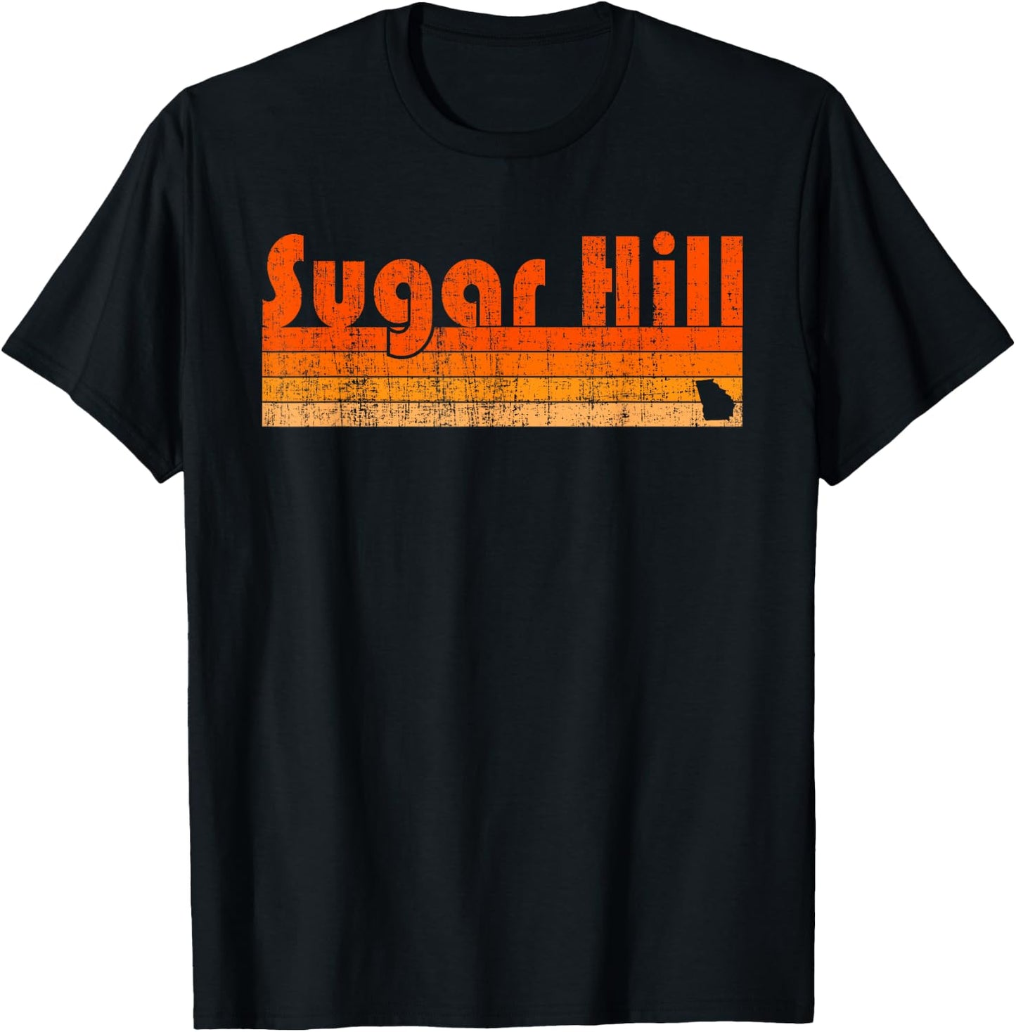 Sugar Hill, Georgia Retro 80s Style T-Shirt - T-Shirt | Black