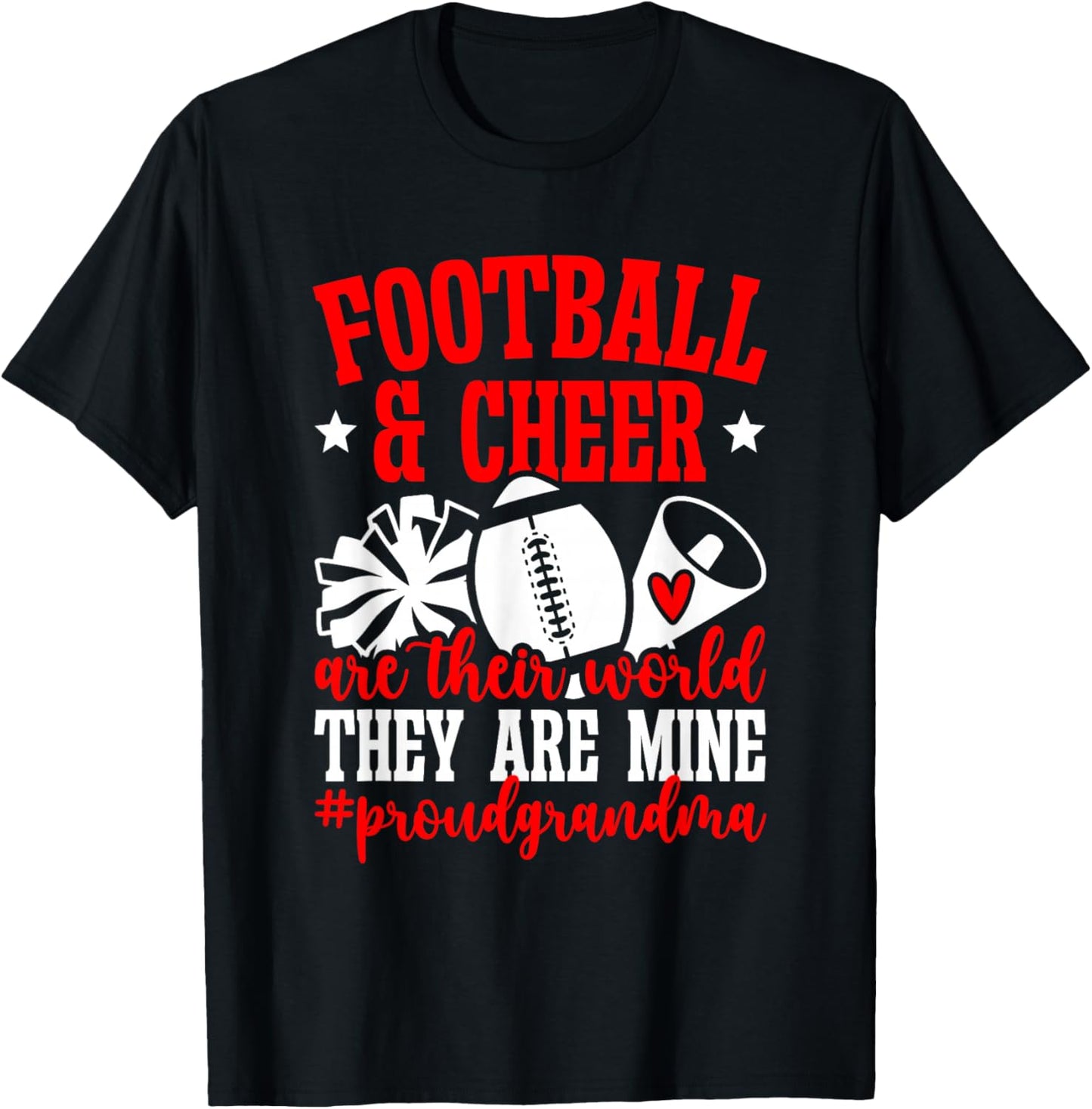 Football & Cheer Grandma Cheerleading and Football Grandma T-Shirt - T-Shirt | Black
