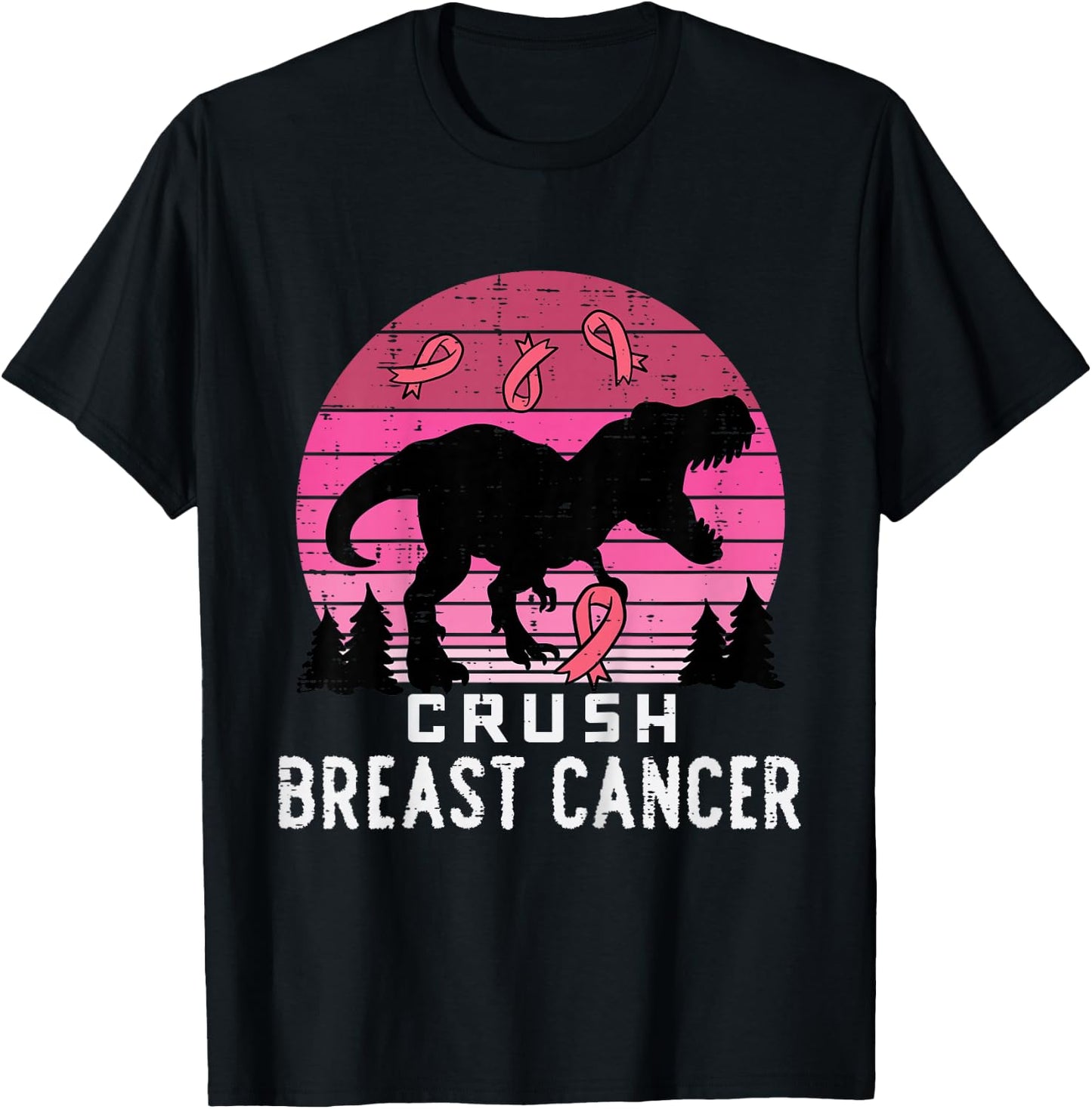 Kids Crush Breast Cancer Pink Trex Dino Awareness Toddler Boys T-Shirt - T-Shirt | Black