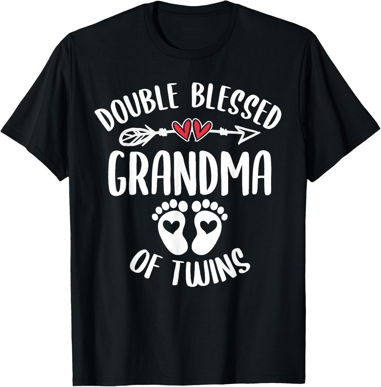 Double Blessed Grandma Of Twins - Funny Twin Grandmother T-Shirt - T-Shirt | Black