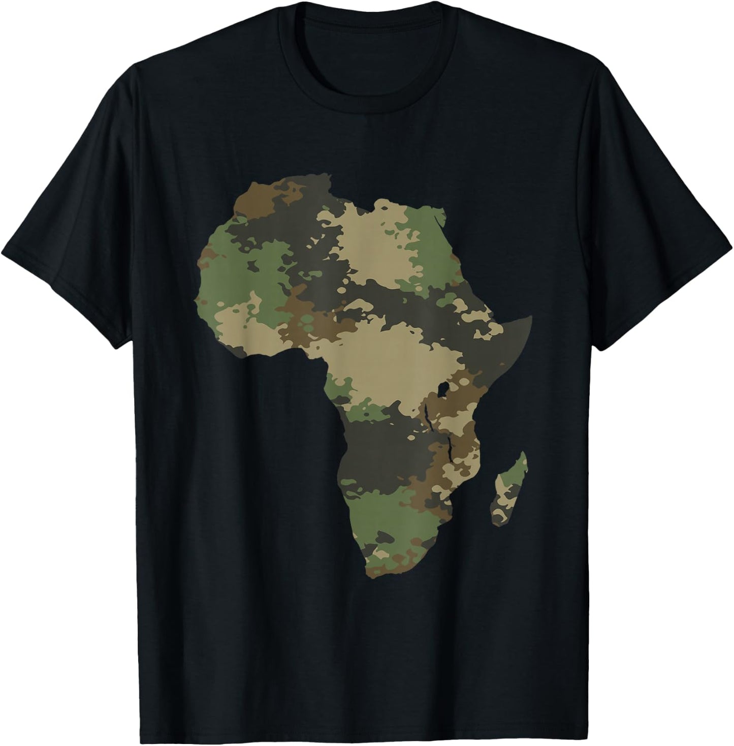 Africa Continent Map Camo Pattern African Defense Safari T-Shirt - T-Shirt | Black