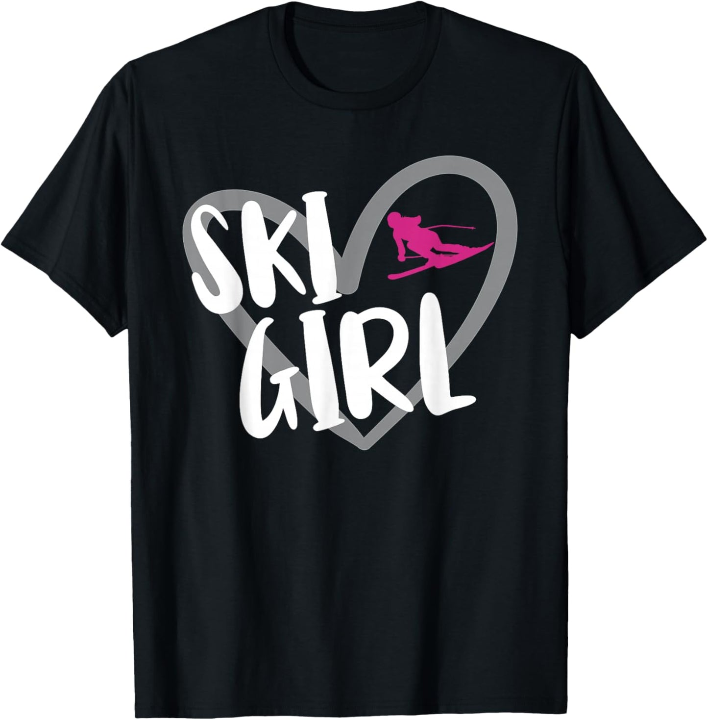 Ski Girl Heart Funny Skiing For Skiers T-Shirt - T-Shirt | Black