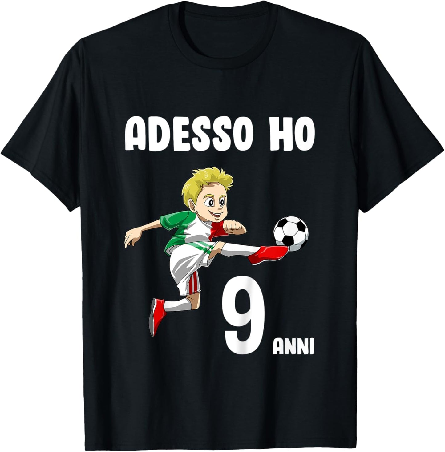 Kids 9 Birthday Football Italy Boys - Gift of 9 Years T-Shirt - T-Shirt | Black