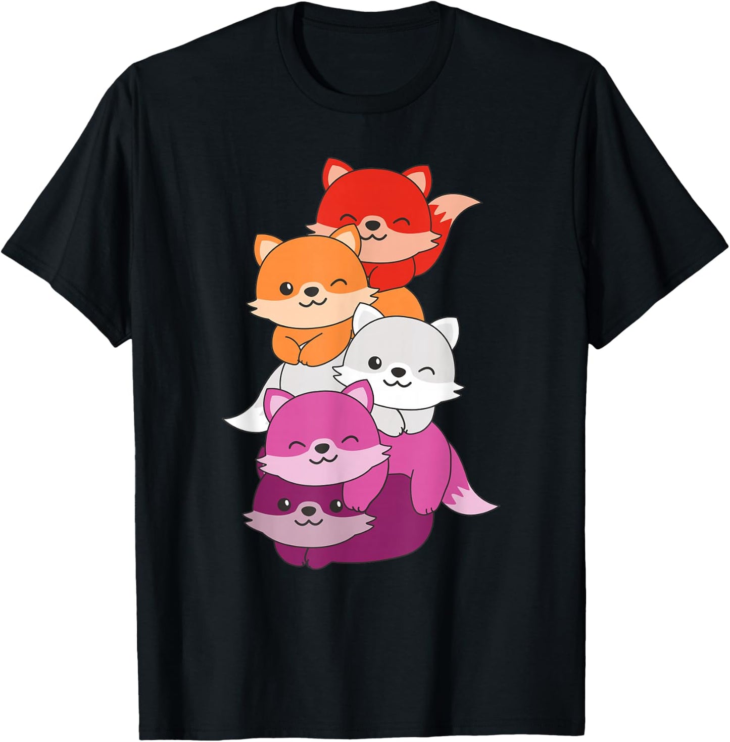 Lesbian Flag Pride Month Lgbtq Lesbian Fox T-Shirt - T-Shirt | Black