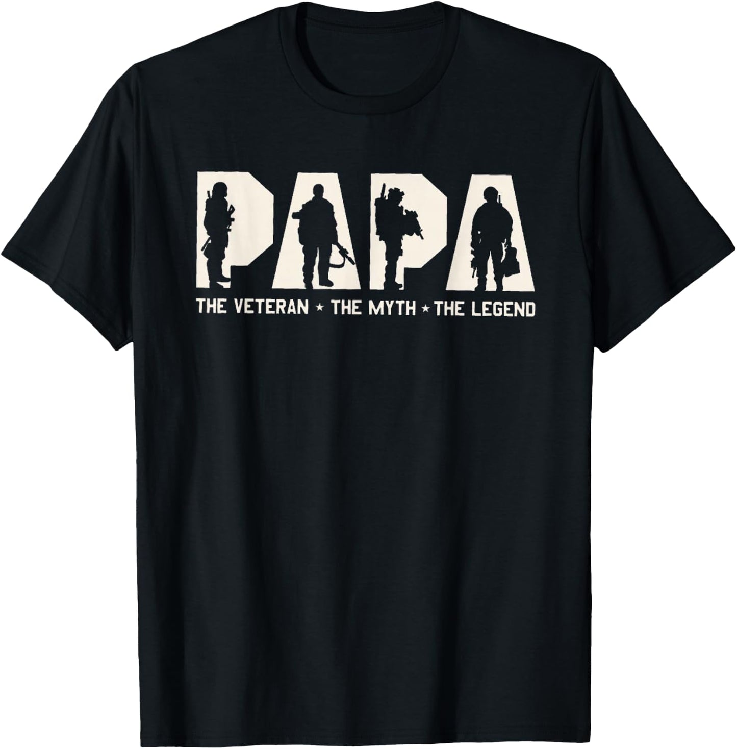 Papa Veteran The Myth The Legend Father's Day Grandpa T-Shirt - T-Shirt | Black