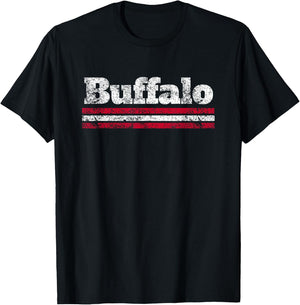 Buffalo New York Vintage Weathered Throwback T-Shirt - T-Shirt | Black