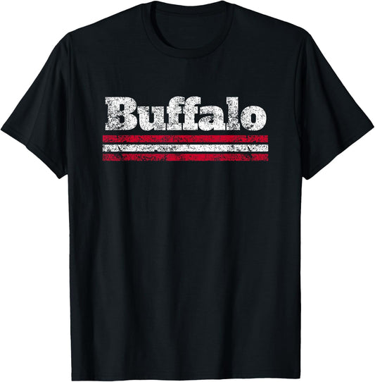 Buffalo New York Vintage Weathered Throwback T-Shirt - T-Shirt | Black